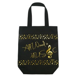Bolsa Lona All I Need is Music Dorada