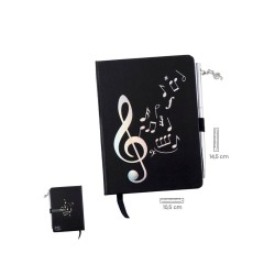 Libreta con bolígrafo negra y plateada