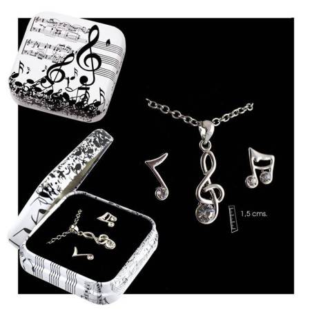 Set colgante y pendientes notas musicales con cajita