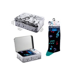Calcetines notas musicales colores con caja