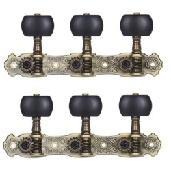 Par Clavijeros Guitarra Negros Aos-022V3P Bronce