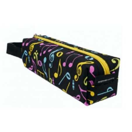 Estuche Negro Rectangular Notas Colores