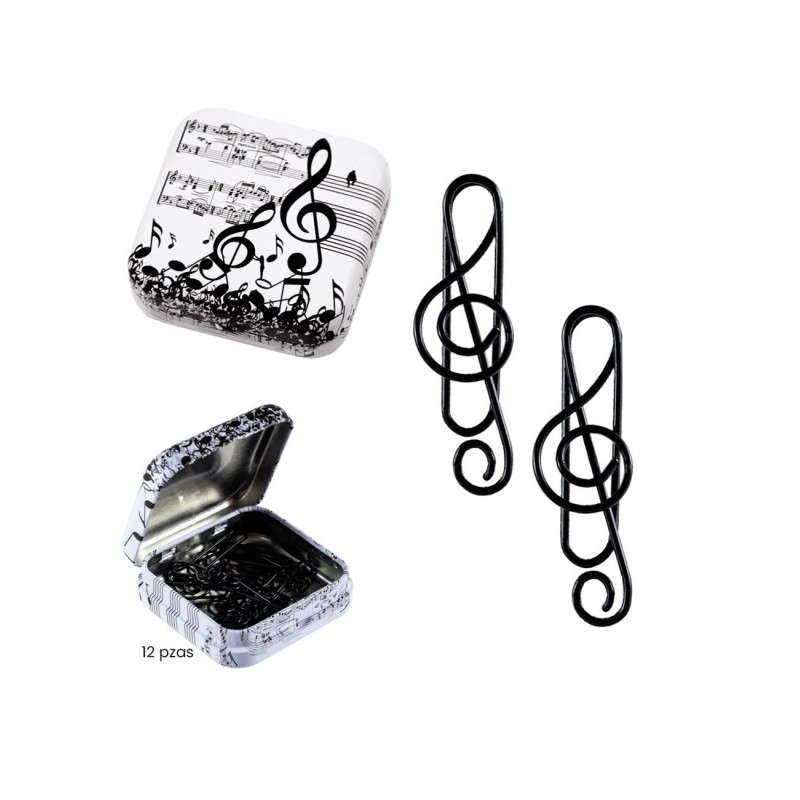 Set 12 clips clave sol con caja